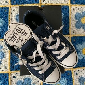 Converse Kids Navy and White Low-Top Canvas Sneakers